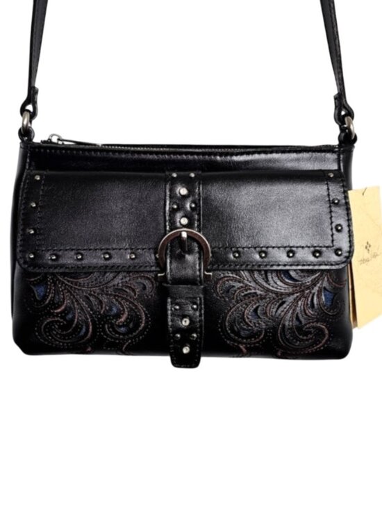 Patricia Nash Handbags - NWT PATRICIA NASH Maisie Crossbody BLACK LUX RANCH Montana Leather Collection